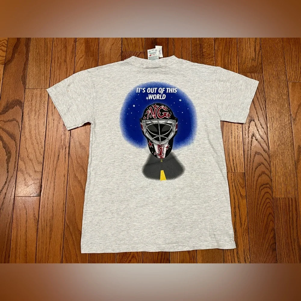 Vintage 90s Northern Getaway Roller Hockey T Shirt Medium Glow In The Dark Alien